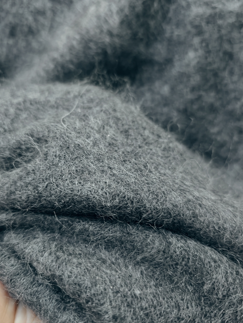 Soft Gray Fuzzy Knit Fabric